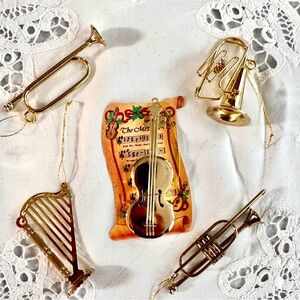 Vintage ornaments Gold Instrument Ornament Collection